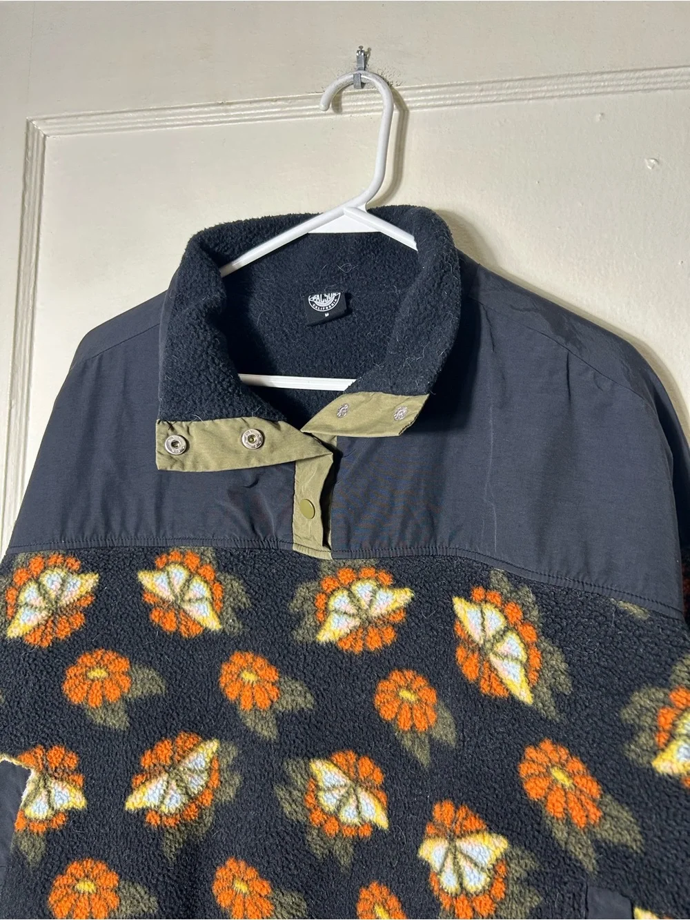 Pacsun butterfly garden floral half snap sherpa fleece jacket womens M